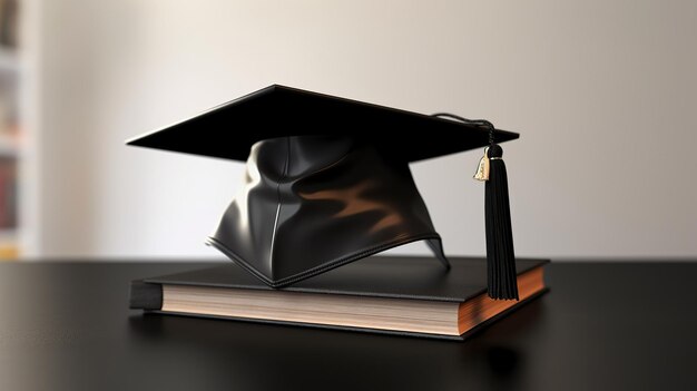 Je veux une image 3D professionnelle d'un chapeau de graduation noir ai génératif