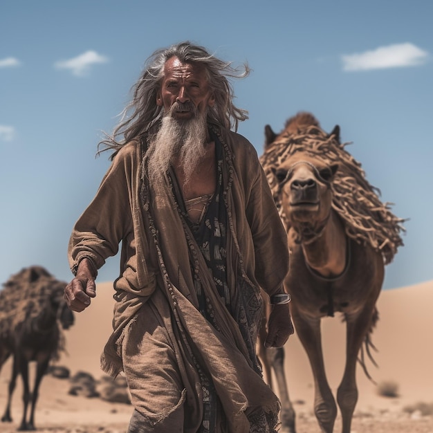 Photo jean-baptiste prophète dans le désert préparant le chemin du seigneur cousin de jésus