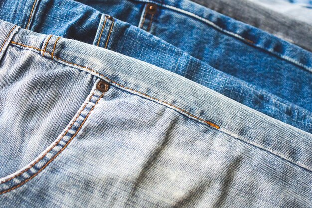 Jeans bleu denim pile texture fond closeup