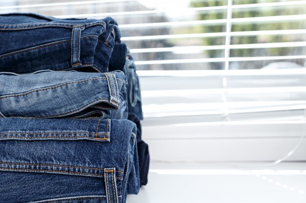 Jeans Déchirés Pile Fond Bleu Denim Fashion Beauty