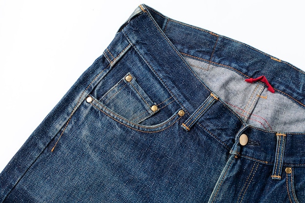 Jeans en denim bleu avec bannière de texture de couture avec espace de copie pour l'arrière-plan de conception de texte Jeans de mode en denim de toile et texture de poche Bannière de mode panoramique