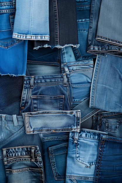 Des jeans en denim mélangé avec des textures diverses