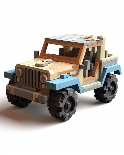 Une jeep lego avec un toit qui dit jeep dessus.