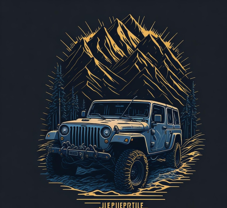 Photo jeep tout-terrain 4x4 pour la conception du logo tshirt