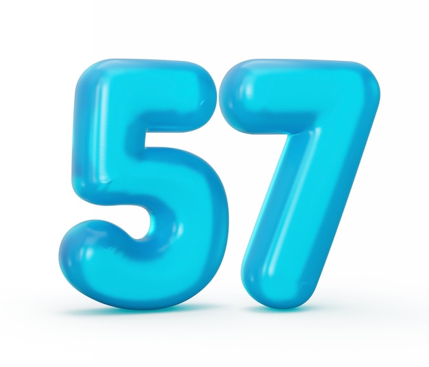 Jelly bleu chiffre 57 cinquante sept isolé sur fond blanc Jelly alphabets colorés numéros enfants