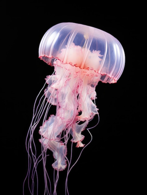 Jellyfish Studio Shot isolé sur un fond noir clair IA générative