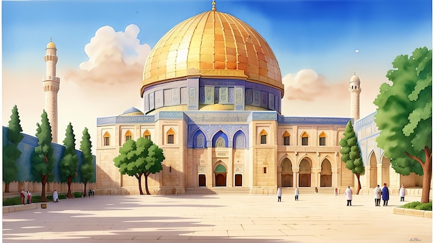 Photo jérusalem mosquée al aqsa alquds alsharif vieille ville illustration historique fond ia générative