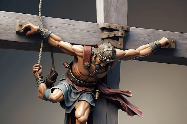 Jésus accroché à la croix soldat romain