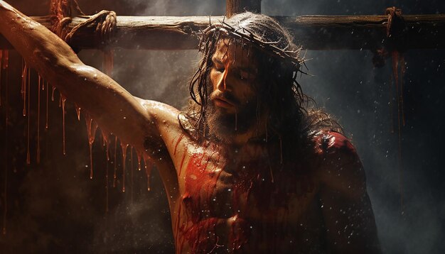 Jésus sur le chemin de la passion de la croix souffre vendredi saint