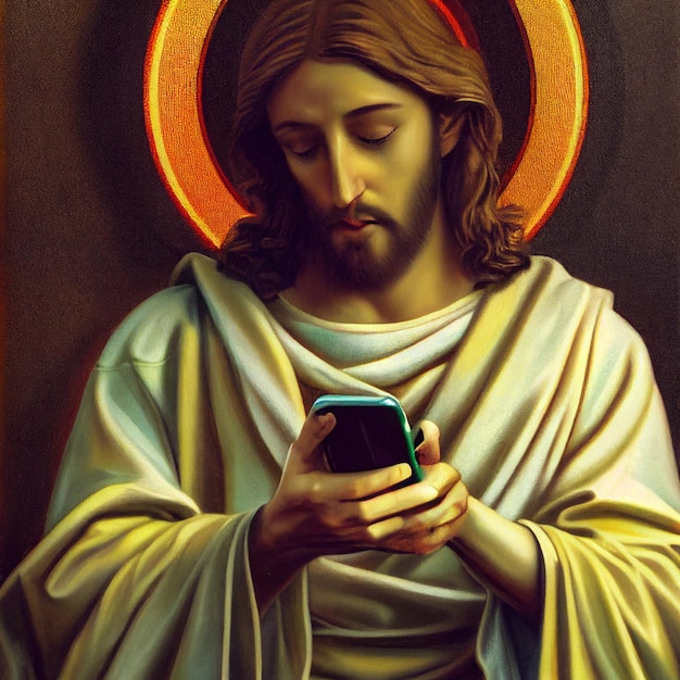 Jésus-Christ à l'aide d'illustration de smartphone