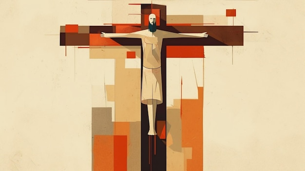 Jésus-Christ crucifié design minimaliste croix christianisme IA générative