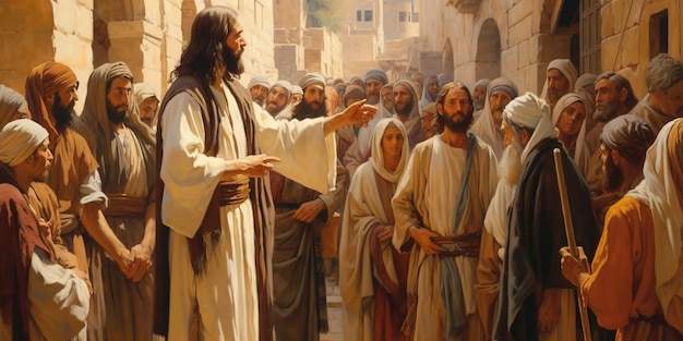 Jésus-Christ parlant aux gens Peinture à l'huile