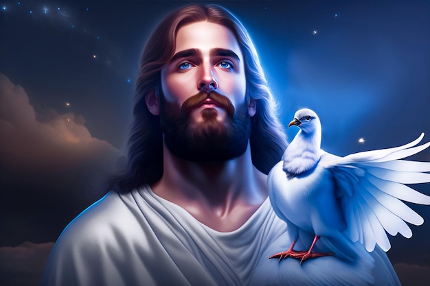 jésus christ avec pigeon