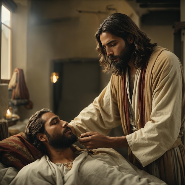 Jésus guérit un malade.