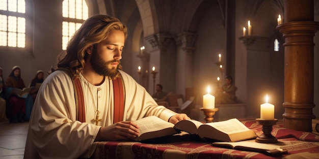 Jésus lisant la Bible dans la Girja