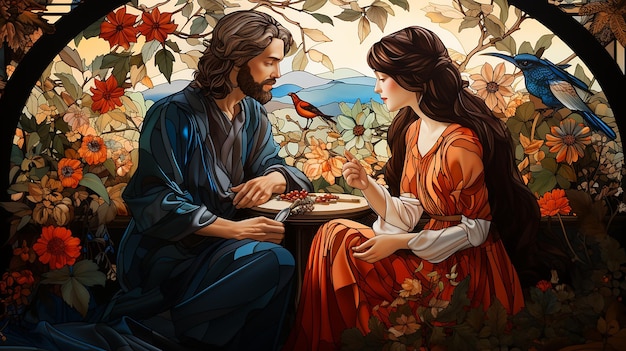Jésus avec Marie et Marthe