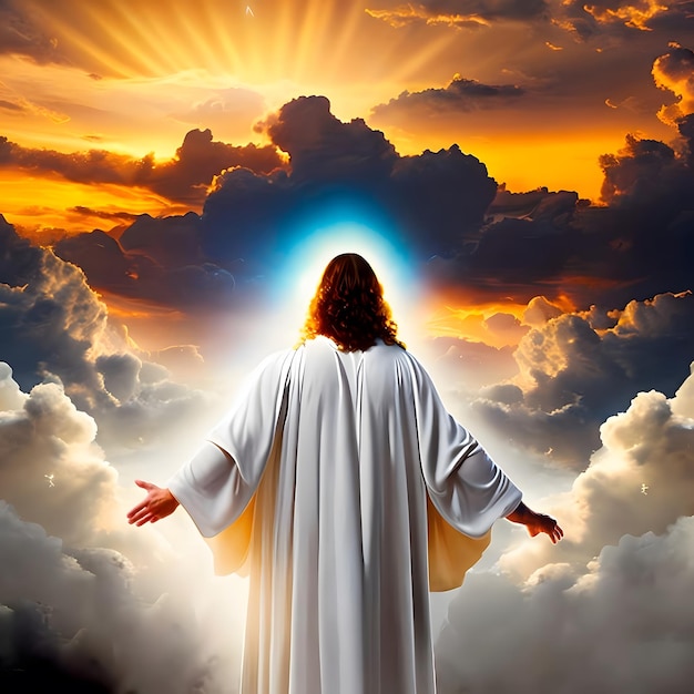Jésus regardant le ciel créé avec ai génératif