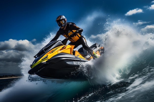 Photo un jet ski sur une vague