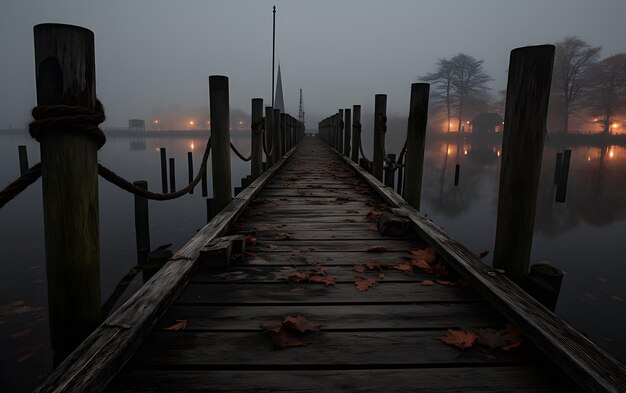 Photo jetée en bois et nuages sombres