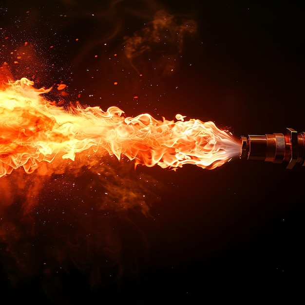 Jeteur de flammes de texture avec des flammes rouges et orange intenses tirant l'effet FX Overlay Design Art