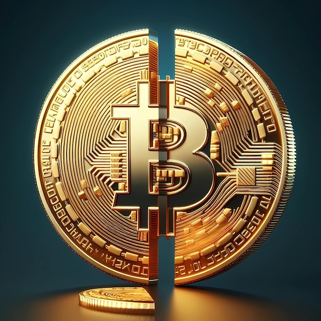 Le jeton Bitcoin explose la crypto-monnaie et réduit de moitié le BTC réduit de moitié illustré par la rupture du Bitcoin