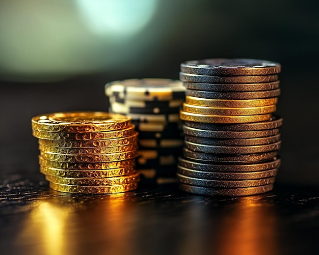 Des jetons de casino en gros plan