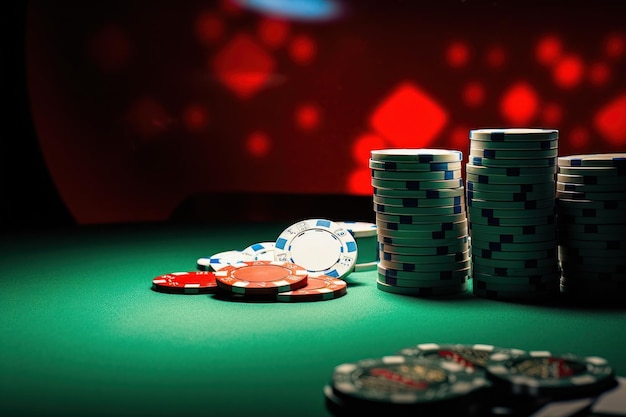 Des jetons de poker sur une table blanche.