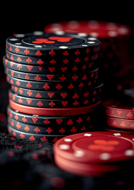 Des jetons de poker sur la table de jeu au casino