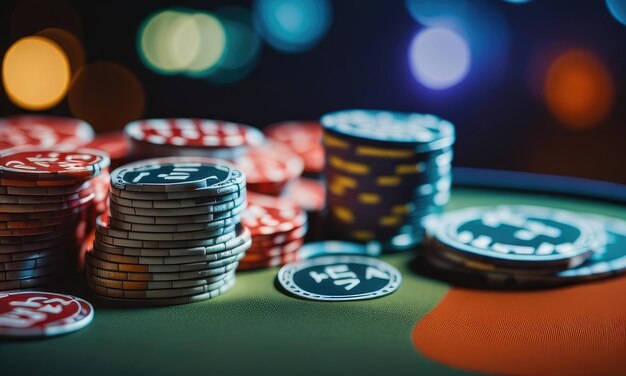 Des jetons sur la table du casino