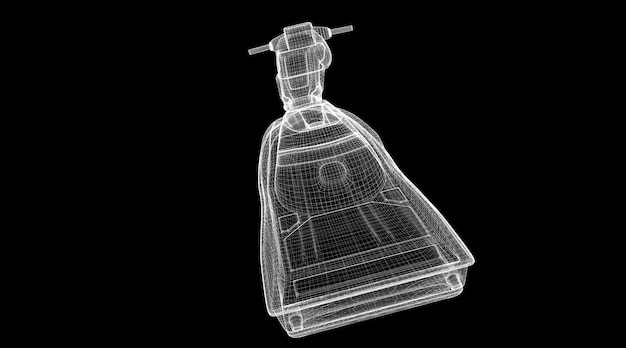 Jetski vue isolée, structure du corps, modèle de fil