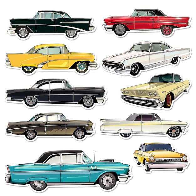 jeu d'autocollants classiques vintage