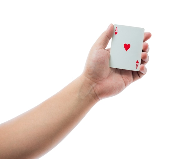 Jeu de cartes à la main isolé sur fond blanc