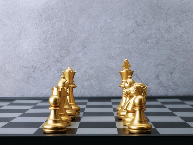 Jeu d'échecs doré sur le jeu de société Concepts de travail d'équipe