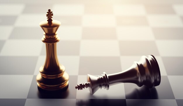 Photo jeu d'échecs gagner et perdre la décision stratégique et le concept de compétition checkmate
