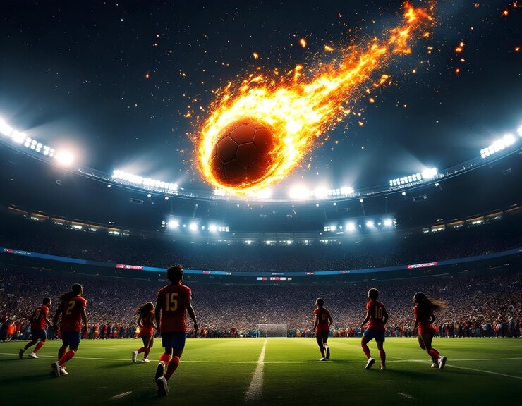un jeu de football avec le mot soccer sur le côté
