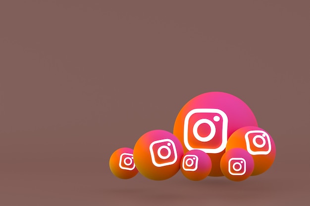 Jeu d'icônes Instagram rendu 3d sur fond marron