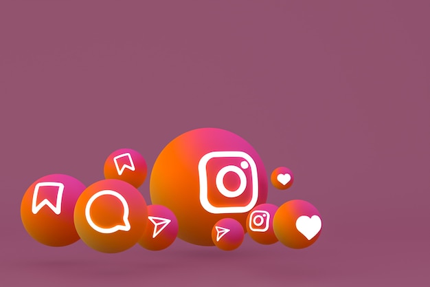 Jeu d'icônes Instagram rendu sur fond marron