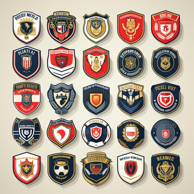 jeu d'icônes plates de badges de football