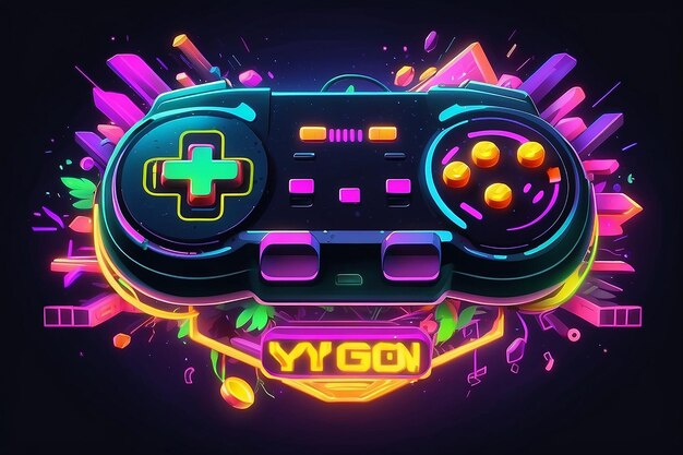 Jeu sur Joypad dans le style Neon Glitch