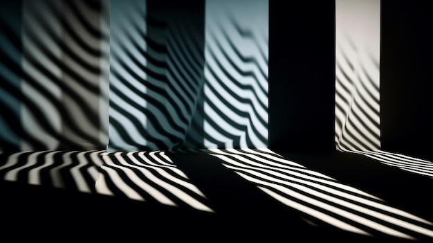 Jeu de lumière et d'ombre créant des motifs abstraits intrigants générés par l'IA