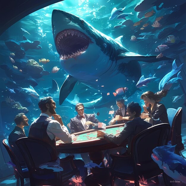 Un jeu de poker sous l'eau