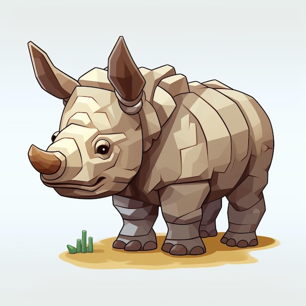 Photo jeu de rhinocéros inspiré de la mosaïque caractère de rhinacéros mignon dans le style pixel art