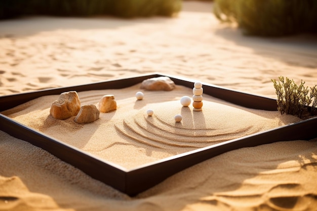 un jeu de volley-ball de plage avec un cadre qui dit balles de plage dans le sable.