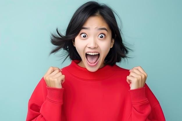 Jeune adolescente asiatique surprise excitée