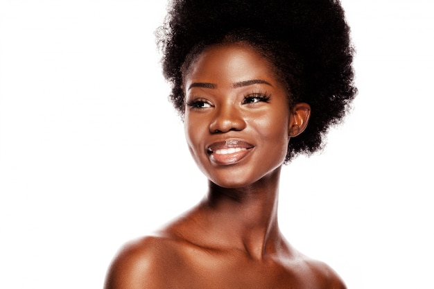 Jeune, africaine, femme, heureux, sourire