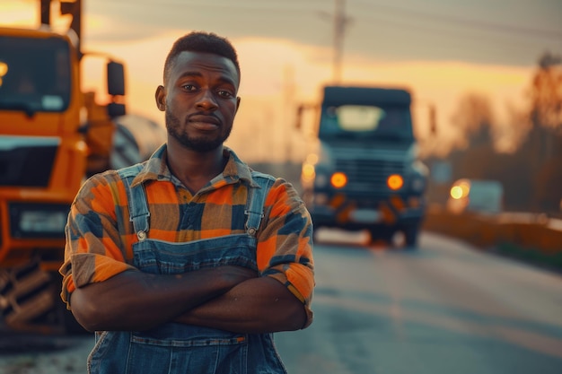 Un jeune Afro-Américain dans un service de remorquage au bord de la route