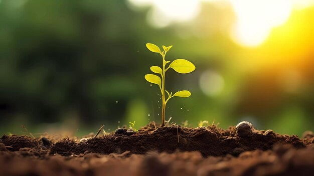 Jeune arbre poussant dans le jardin avec le lever du soleil Conception générative par IA