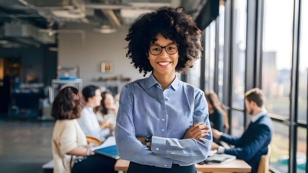 Photo une jeune architecte afro-américaine travaille dans un bureau.