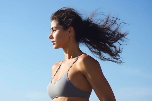 Jeune athlète féminine faisant de l'exercice à l'extérieur