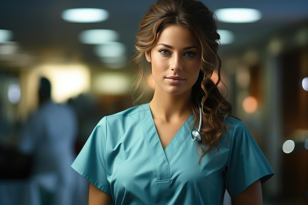 Jeune belle infirmière diplômée futur médecin